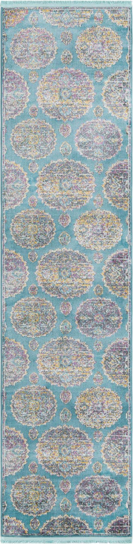 Blue 2' 7 x 10' Paragon Runner Area Rug 100% Polypropylene Colorful Vivid Boho Style Modern Carpet for Unique Interiors for Sale at Rug Engine