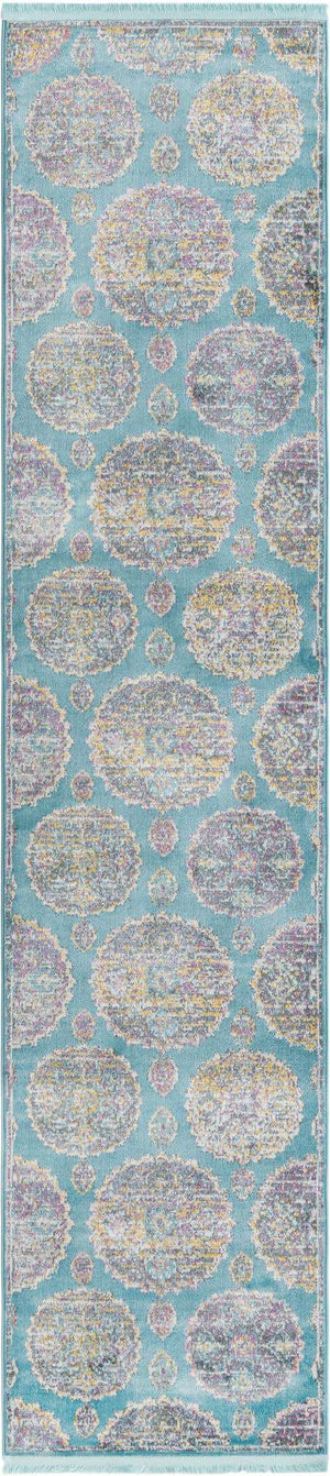 Blue 2' 7 x 12' Paragon Runner Area Rug 100% Polypropylene Colorful Vivid Boho Style Modern Carpet for Unique Interiors for Sale at Rug Engine