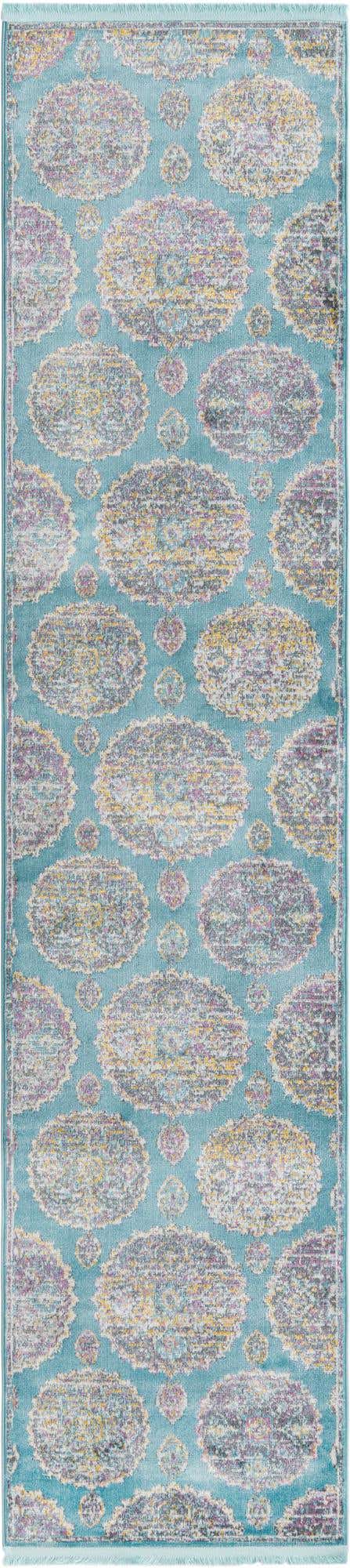 Blue 2' 7 x 12' Paragon Runner Area Rug 100% Polypropylene Colorful Vivid Boho Style Modern Carpet for Unique Interiors for Sale at Rug Engine