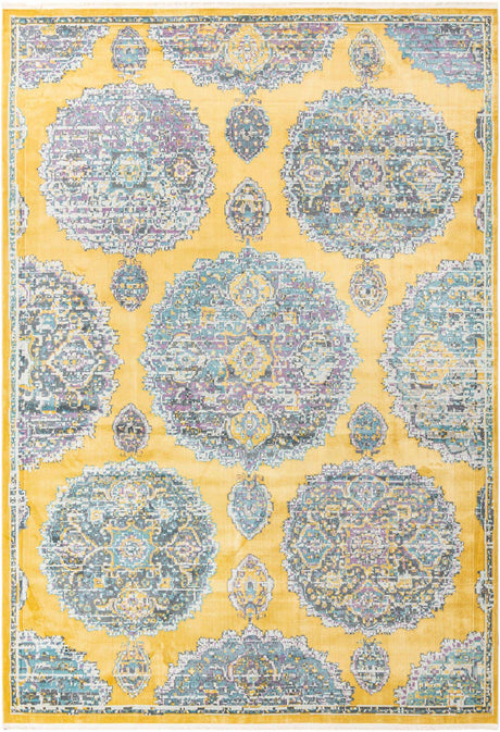 Yellow 10' x 14' Paragon Rectangle Area Rug 100% Polypropylene Colorful Vivid Boho Style Modern Carpet for Unique Interiors for Sale at Rug Engine