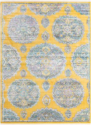 Yellow 9' x 12' Paragon Rectangle Area Rug 100% Polypropylene Colorful Vivid Boho Style Modern Carpet for Unique Interiors for Sale at Rug Engine
