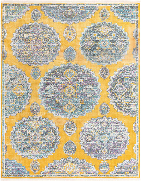 Yellow 8' 2 x 10' Paragon Rectangle Area Rug 100% Polypropylene Colorful Vivid Boho Style Modern Carpet for Unique Interiors for Sale at Rug Engine