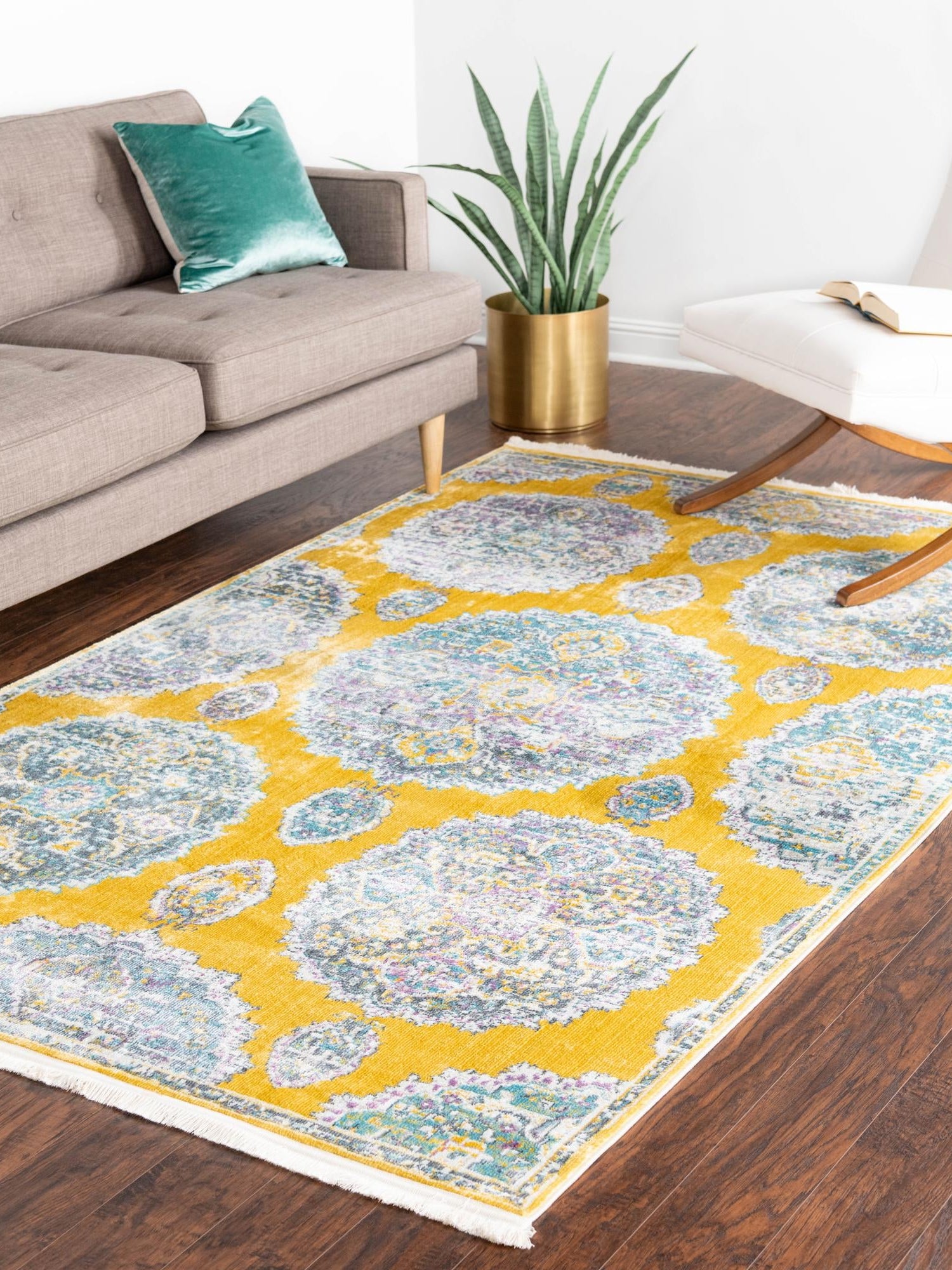 Yellow 2' 2 x 3' Paragon Rectangle Area Rug 100% Polypropylene Colorful Vivid Boho Style Modern Carpet for Unique Interiors for Sale at Rug Engine