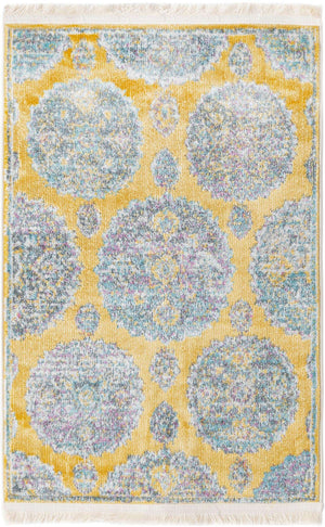 Yellow 2' 2 x 3' Paragon Rectangle Area Rug 100% Polypropylene Colorful Vivid Boho Style Modern Carpet for Unique Interiors for Sale at Rug Engine
