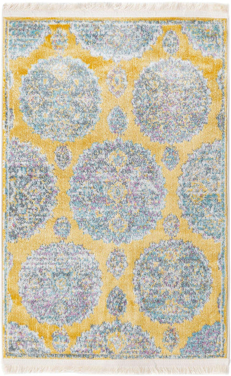 Yellow 2' 2 x 3' Paragon Rectangle Area Rug 100% Polypropylene Colorful Vivid Boho Style Modern Carpet for Unique Interiors for Sale at Rug Engine