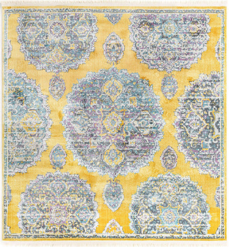 Yellow 5' 5 x 5' 5 Paragon Square Area Rug 100% Polypropylene Colorful Vivid Boho Style Modern Carpet for Unique Interiors for Sale at Rug Engine