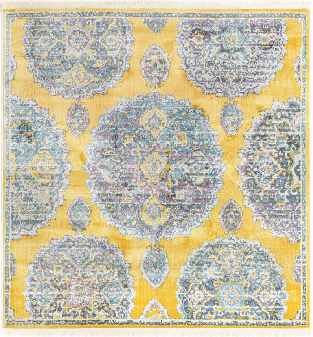 Yellow 5' 5 x 5' 5 Paragon Square Area Rug 100% Polypropylene Colorful Vivid Boho Style Modern Carpet for Unique Interiors for Sale at Rug Engine