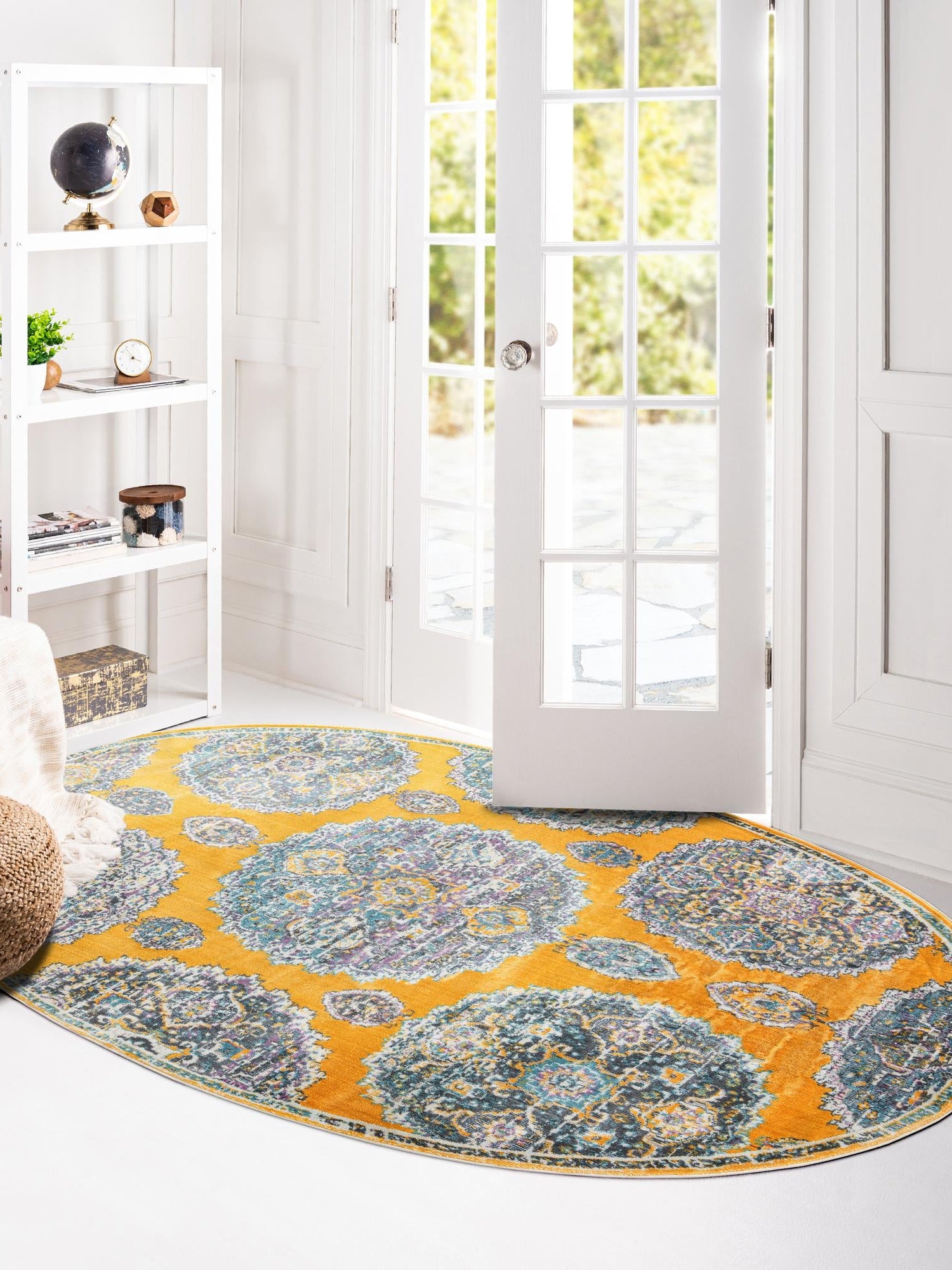 Yellow 3' 3 x 5' 3 Paragon Oval Area Rug 100% Polypropylene Colorful Vivid Boho Style Modern Carpet for Unique Interiors for Sale at Rug Engine