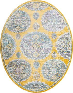 Yellow 8' 2 x 10' Paragon Oval Area Rug 100% Polypropylene Colorful Vivid Boho Style Modern Carpet for Unique Interiors for Sale at Rug Engine