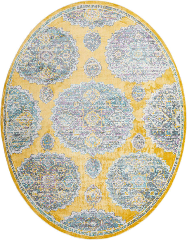 Yellow 8' 2 x 10' Paragon Oval Area Rug 100% Polypropylene Colorful Vivid Boho Style Modern Carpet for Unique Interiors for Sale at Rug Engine