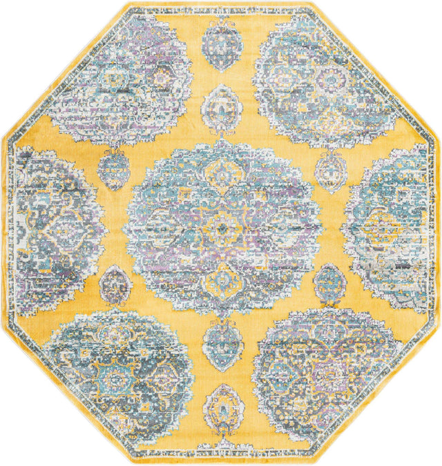Yellow 8' 2 x 8' 2 Paragon Octagon Area Rug 100% Polypropylene Colorful Vivid Boho Style Modern Carpet for Unique Interiors for Sale at Rug Engine