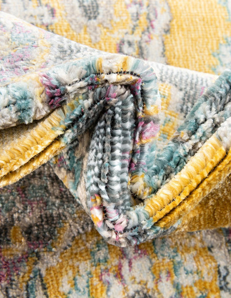 Yellow 4' x 4' Paragon Octagon Area Rug 100% Polypropylene Colorful Vivid Boho Style Modern Carpet for Unique Interiors for Sale at Rug Engine