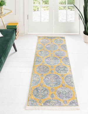 Yellow 2' 7 x 12' Paragon Runner Area Rug 100% Polypropylene Colorful Vivid Boho Style Modern Carpet for Unique Interiors for Sale at Rug Engine