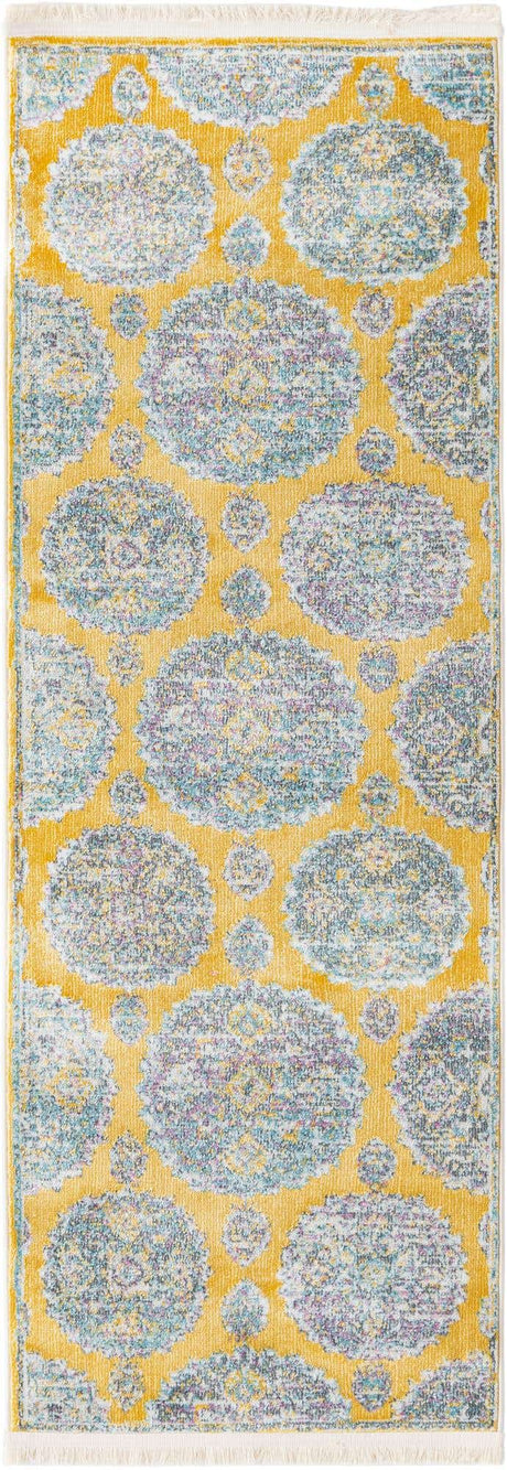 Yellow 2' 2 x 6' Paragon Runner Area Rug 100% Polypropylene Colorful Vivid Boho Style Modern Carpet for Unique Interiors for Sale at Rug Engine
