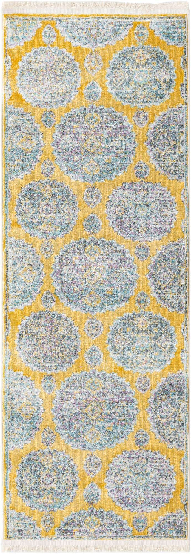 Yellow 2' 2 x 6' Paragon Runner Area Rug 100% Polypropylene Colorful Vivid Boho Style Modern Carpet for Unique Interiors for Sale at Rug Engine