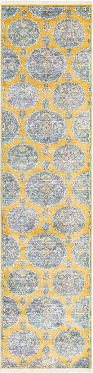 Yellow 2' 7 x 10' Paragon Runner Area Rug 100% Polypropylene Colorful Vivid Boho Style Modern Carpet for Unique Interiors for Sale at Rug Engine