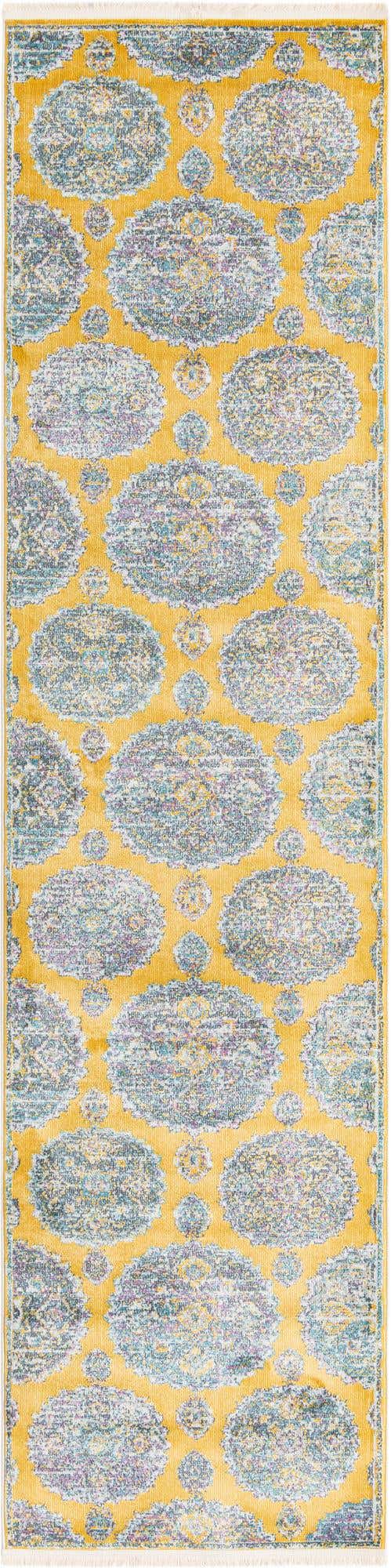 Yellow 2' 7 x 10' Paragon Runner Area Rug 100% Polypropylene Colorful Vivid Boho Style Modern Carpet for Unique Interiors for Sale at Rug Engine