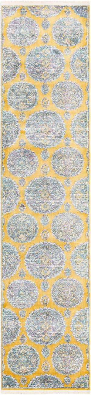 Yellow 2' 7 x 12' Paragon Runner Area Rug 100% Polypropylene Colorful Vivid Boho Style Modern Carpet for Unique Interiors for Sale at Rug Engine