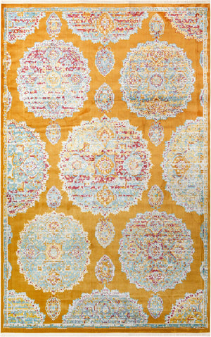 Orange 6' x 9' Paragon Rectangle Area Rug 100% Polypropylene Colorful Vivid Boho Style Modern Carpet for Unique Interiors for Sale at Rug Engine