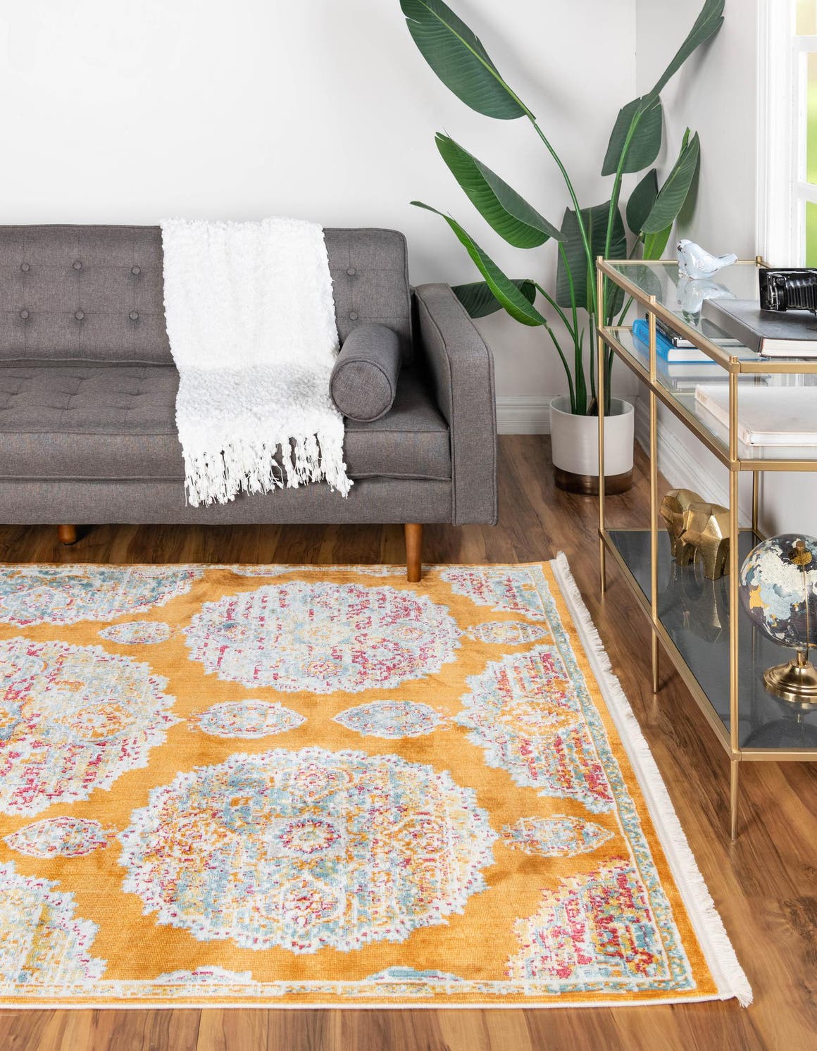 Orange 8' 2 x 10' Paragon Rectangle Area Rug 100% Polypropylene Colorful Vivid Boho Style Modern Carpet for Unique Interiors for Sale at Rug Engine