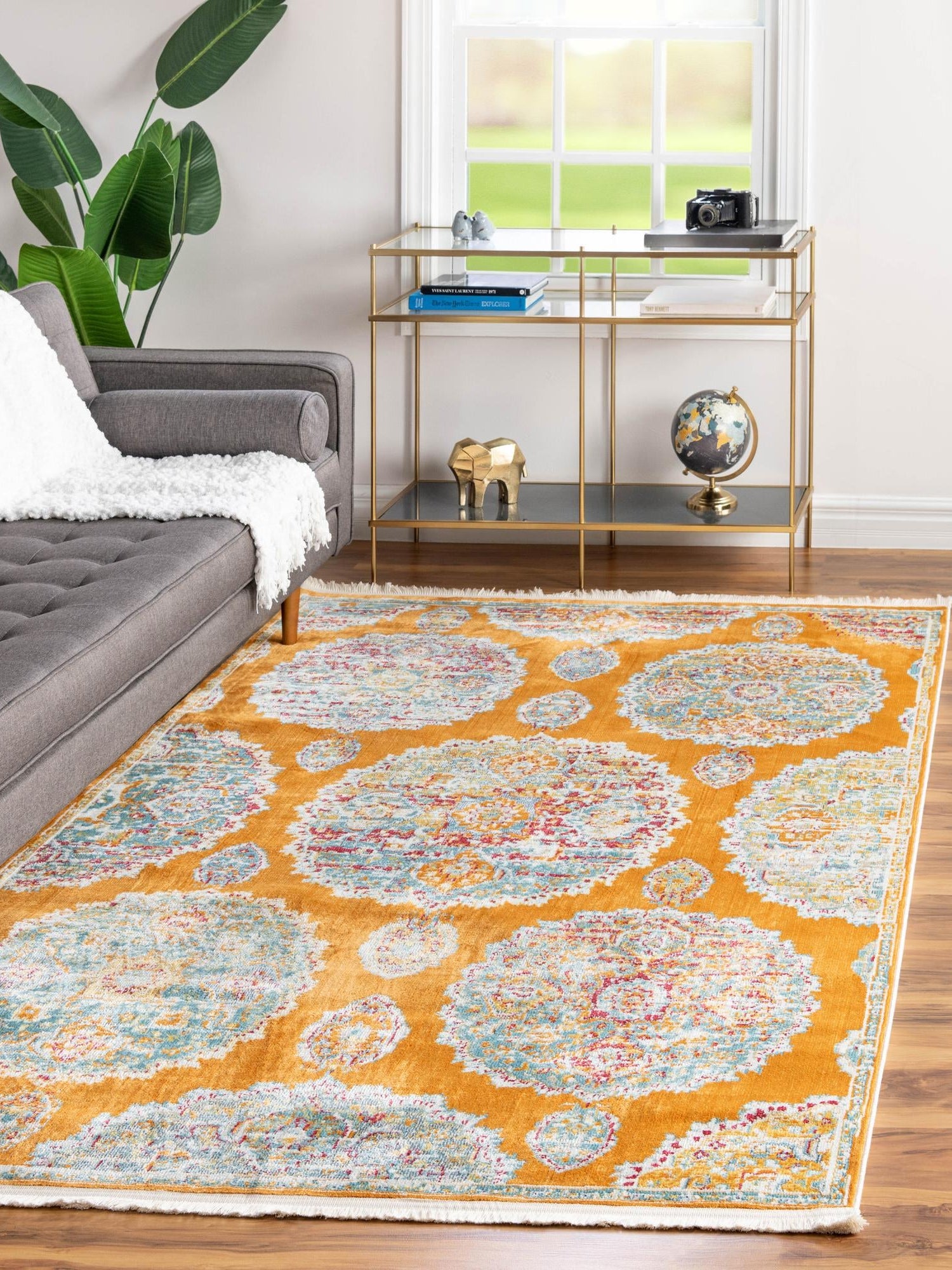 Orange 4' 3 x 6' Paragon Rectangle Area Rug 100% Polypropylene Colorful Vivid Boho Style Modern Carpet for Unique Interiors for Sale at Rug Engine