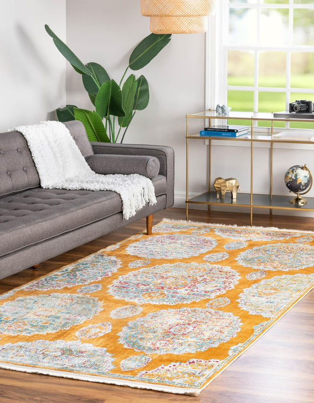 Orange 5' 5 x 8' Paragon Rectangle Area Rug 100% Polypropylene Colorful Vivid Boho Style Modern Carpet for Unique Interiors for Sale at Rug Engine