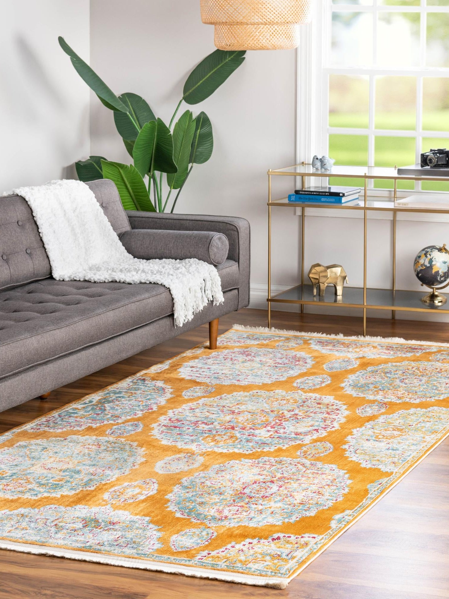Orange 8' 2 x 10' Paragon Rectangle Area Rug 100% Polypropylene Colorful Vivid Boho Style Modern Carpet for Unique Interiors for Sale at Rug Engine