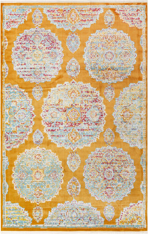 Orange 5' 5 x 8' Paragon Rectangle Area Rug 100% Polypropylene Colorful Vivid Boho Style Modern Carpet for Unique Interiors for Sale at Rug Engine
