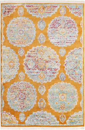 Orange 4' 3 x 6' Paragon Rectangle Area Rug 100% Polypropylene Colorful Vivid Boho Style Modern Carpet for Unique Interiors for Sale at Rug Engine