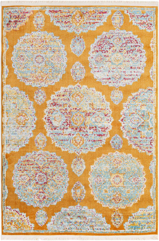Orange 4' 3 x 6' Paragon Rectangle Area Rug 100% Polypropylene Colorful Vivid Boho Style Modern Carpet for Unique Interiors for Sale at Rug Engine