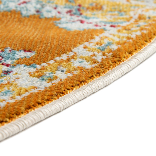 Orange 5' 5 x 5' 5 Paragon Round Area Rug 100% Polypropylene Colorful Vivid Boho Style Modern Carpet for Unique Interiors for Sale at Rug Engine
