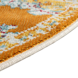 Orange 3' 3 x 3' 3 Paragon Round Area Rug 100% Polypropylene Colorful Vivid Boho Style Modern Carpet for Unique Interiors for Sale at Rug Engine
