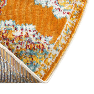 Orange 5' 5 x 5' 5 Paragon Round Area Rug 100% Polypropylene Colorful Vivid Boho Style Modern Carpet for Unique Interiors for Sale at Rug Engine