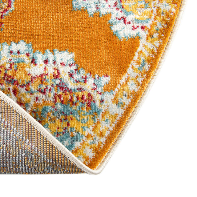 Orange 5' 5 x 5' 5 Paragon Round Area Rug 100% Polypropylene Colorful Vivid Boho Style Modern Carpet for Unique Interiors for Sale at Rug Engine
