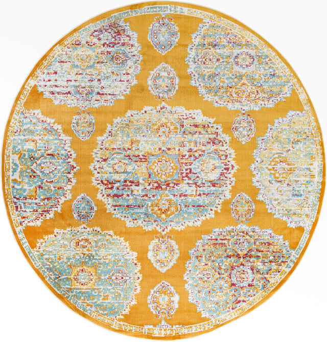 Orange 8' 2 x 8' 2 Paragon Round Area Rug 100% Polypropylene Colorful Vivid Boho Style Modern Carpet for Unique Interiors for Sale at Rug Engine