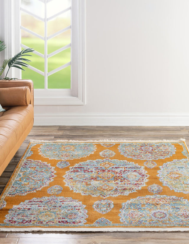 Orange 8' 2 x 8' 2 Paragon Square Area Rug 100% Polypropylene Colorful Vivid Boho Style Modern Carpet for Unique Interiors for Sale at Rug Engine