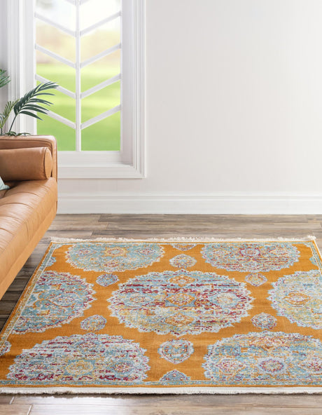 Orange 5' 5 x 5' 5 Paragon Square Area Rug 100% Polypropylene Colorful Vivid Boho Style Modern Carpet for Unique Interiors for Sale at Rug Engine