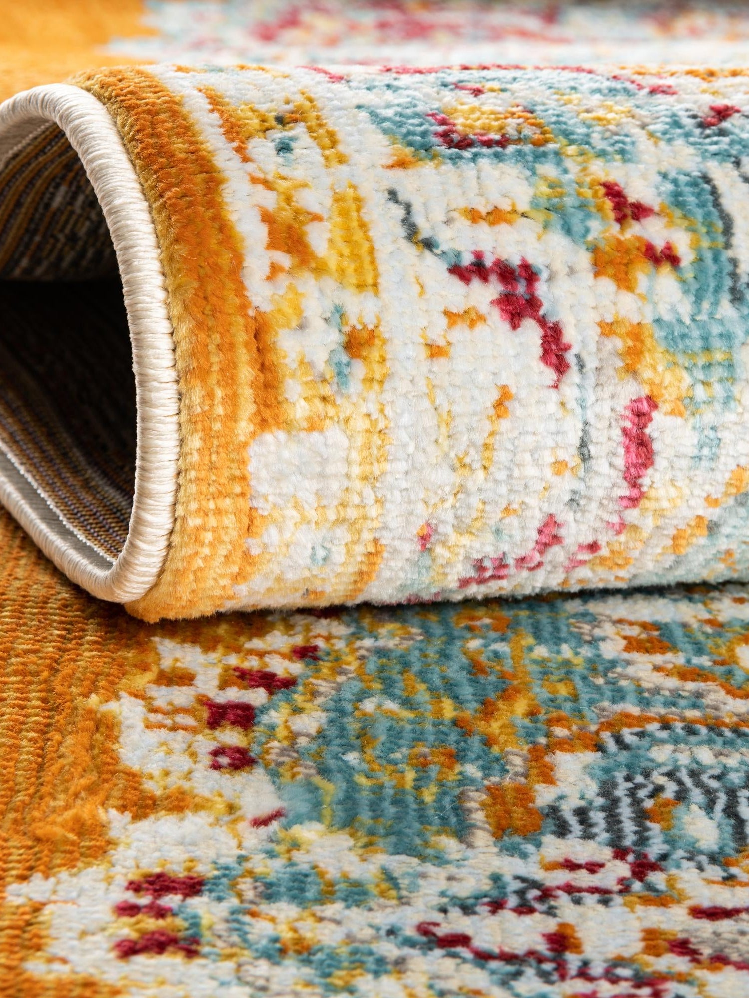 Orange 5' 5 x 5' 5 Paragon Square Area Rug 100% Polypropylene Colorful Vivid Boho Style Modern Carpet for Unique Interiors for Sale at Rug Engine