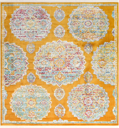 Orange 8' 2 x 8' 2 Paragon Square Area Rug 100% Polypropylene Colorful Vivid Boho Style Modern Carpet for Unique Interiors for Sale at Rug Engine