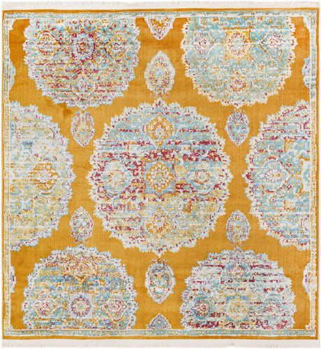 Orange 5' 5 x 5' 5 Paragon Square Area Rug 100% Polypropylene Colorful Vivid Boho Style Modern Carpet for Unique Interiors for Sale at Rug Engine