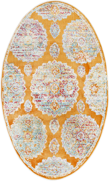 Orange 3' 3 x 5' 3 Paragon Oval Area Rug 100% Polypropylene Colorful Vivid Boho Style Modern Carpet for Unique Interiors for Sale at Rug Engine