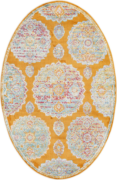 Orange 5' 5 x 8' Paragon Oval Area Rug 100% Polypropylene Colorful Vivid Boho Style Modern Carpet for Unique Interiors for Sale at Rug Engine