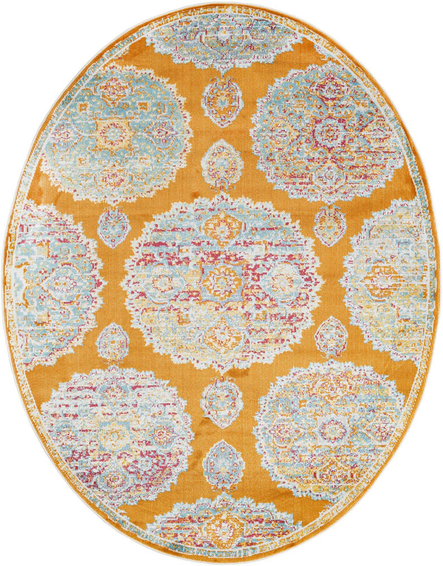 Orange 8' 2 x 10' Paragon Oval Area Rug 100% Polypropylene Colorful Vivid Boho Style Modern Carpet for Unique Interiors for Sale at Rug Engine