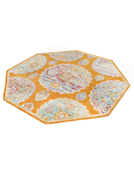 Orange 6' x 6' Paragon Octagon Area Rug 100% Polypropylene Colorful Vivid Boho Style Modern Carpet for Unique Interiors for Sale at Rug Engine