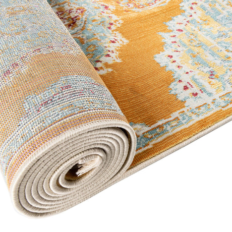 Orange 6' x 6' Paragon Octagon Area Rug 100% Polypropylene Colorful Vivid Boho Style Modern Carpet for Unique Interiors for Sale at Rug Engine