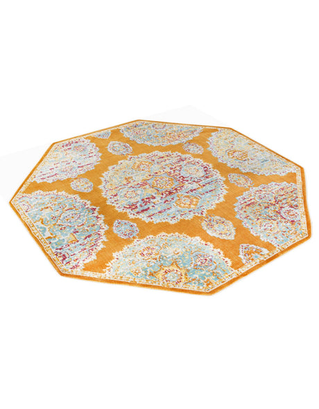 Orange 6' x 6' Paragon Octagon Area Rug 100% Polypropylene Colorful Vivid Boho Style Modern Carpet for Unique Interiors for Sale at Rug Engine