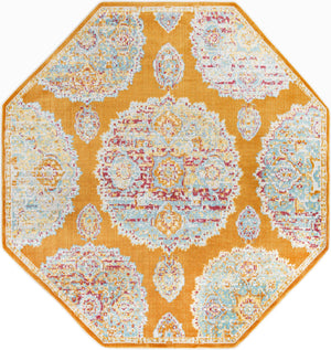 Orange 6' x 6' Paragon Octagon Area Rug 100% Polypropylene Colorful Vivid Boho Style Modern Carpet for Unique Interiors for Sale at Rug Engine