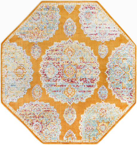 Orange 6' x 6' Paragon Octagon Area Rug 100% Polypropylene Colorful Vivid Boho Style Modern Carpet for Unique Interiors for Sale at Rug Engine