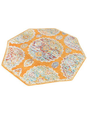 Orange 4' x 4' Paragon Octagon Area Rug 100% Polypropylene Colorful Vivid Boho Style Modern Carpet for Unique Interiors for Sale at Rug Engine