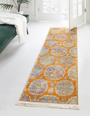 Orange 2' 7 x 12' Paragon Runner Area Rug 100% Polypropylene Colorful Vivid Boho Style Modern Carpet for Unique Interiors for Sale at Rug Engine